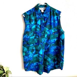 Leena Studio vintage silk sleeveless blouse size M